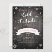 ベビー外は冷たいベビーガールバビシャワー 招待状 (正面)