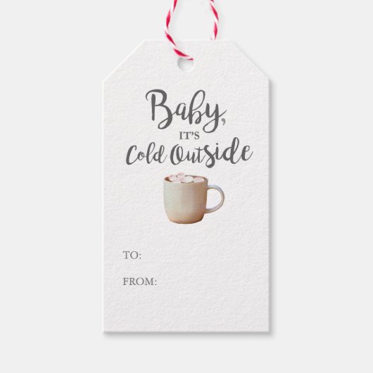 ベビー外は冷たいホットココアピンクギフトラベル ギフトタグ (正面)