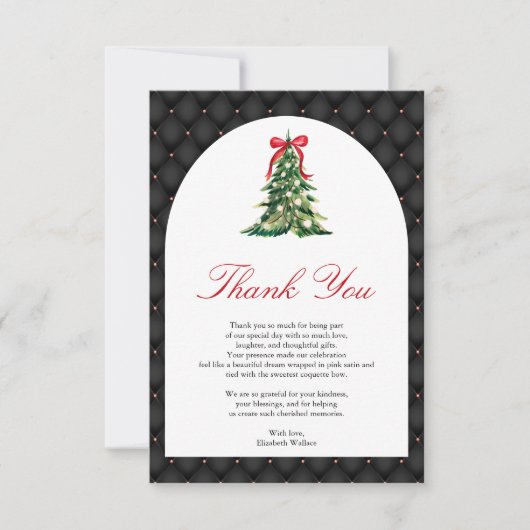 ベビー外は冷たいレッドボウ赤ちゃんシャワー サンキューカード (正面)