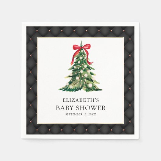 ベビー外は冷たいレッドボウ赤ちゃんシャワー スタンダードカクテルナプキン (正面)