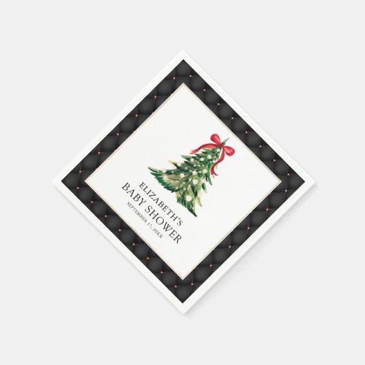 ベビー外は冷たいレッドボウ赤ちゃんシャワー スタンダードカクテルナプキン (角)