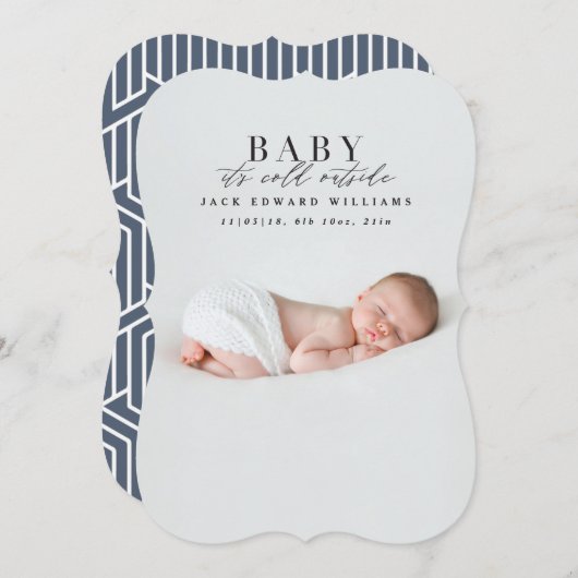 ベビー外は冷たい初めてのクリスマス写真 シーズンカード (正面/裏面)