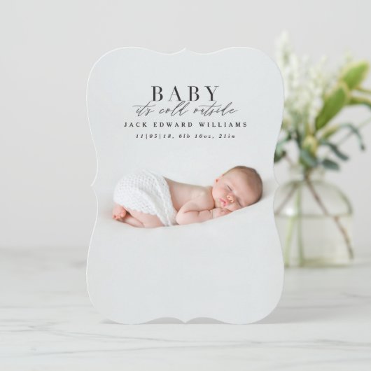 ベビー外は冷たい初めてのクリスマス写真 シーズンカード (スタンド正面)