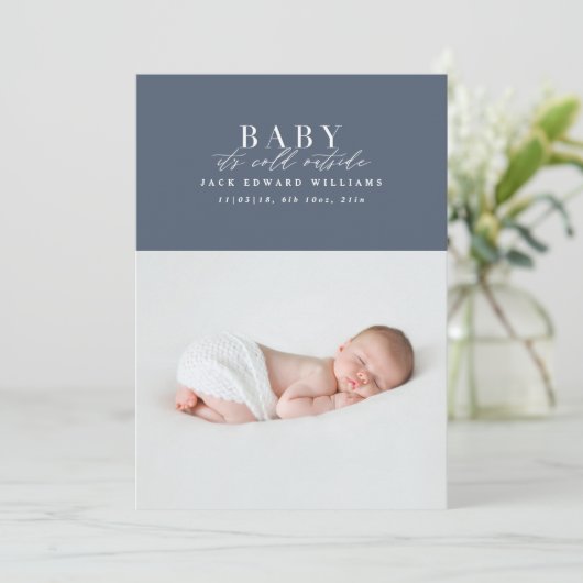 ベビー外は冷たい初めてのクリスマス写真 シーズンカード (スタンド正面)