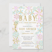 ベビー外は冷たい女の子か男の子のシャワー 招待状 (正面)