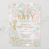 ベビー外は冷たい女の子か男の子のシャワー 招待状 (正面/裏面)