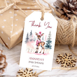 ベビー外は冷たい女の子のベビー鹿の赤ちゃんシャワー ギフトタグ