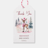 ベビー外は冷たい女の子のベビー鹿の赤ちゃんシャワー ギフトタグ (正面)