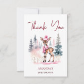 ベビー外は冷たい女の子のベビー鹿の赤ちゃんシャワー サンキューカード (正面)