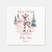 ベビー外は冷たい女の子のベビー鹿の赤ちゃんシャワー スタンダードカクテルナプキン (正面)