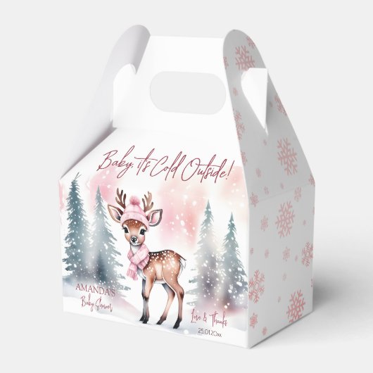 ベビー外は冷たい女の子のベビー鹿の赤ちゃんシャワー フェイバーボックス (正面サイド)
