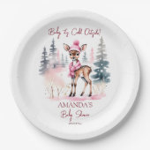 ベビー外は冷たい女の子のベビー鹿の赤ちゃんシャワー ペーパープレート (正面)