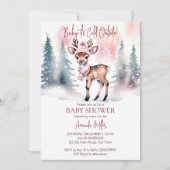 ベビー外は冷たい女の子のベビー鹿の赤ちゃんシャワー 招待状 (正面)