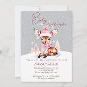 ベビー外は冷たい女の子のベビー鹿の赤ちゃんシャワー 招待状 (正面)
