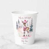 ベビー外は冷たい女の子のベビー鹿の赤ちゃんシャワー 紙コップ (裏面)
