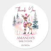 ベビー外は冷たい女の子の鹿の赤ちゃんシャワーの好意 ラウンドシール (正面)