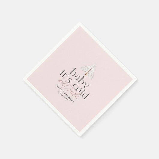 ベビー外は冷たい女の子ピンクの赤ちゃんシャワー スタンダードカクテルナプキン (角)