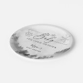 ベビー外は冷たい灰色の雪の結晶シャワー ペーパープレート (アングル)