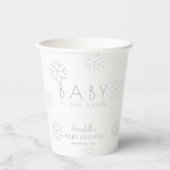 ベビー外は冷たい灰色の雪片ベビーシャワー 紙コップ (正面)