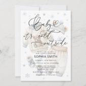 ベビー外は冷たい男の子の赤ちゃんシャワー 招待状 (正面)