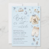 ベビー外は冷たい男の子の赤ちゃんシャワー 招待状 (正面)