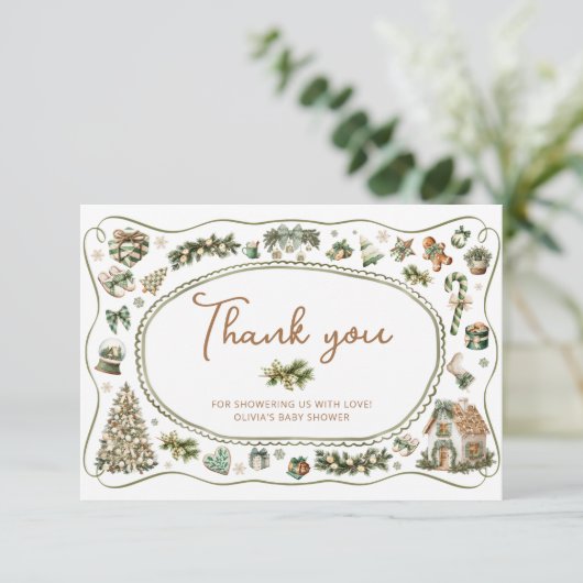 ベビー外は冷たい赤ちゃんシャワーありがとう カード (スタンド正面)