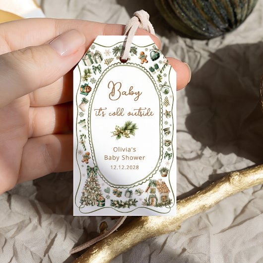 ベビー外は冷たい赤ちゃんシャワーありがとう ギフトタグ