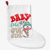 ベビー外は冷たい雪だるま ラージクリスマスストッキング (正面)