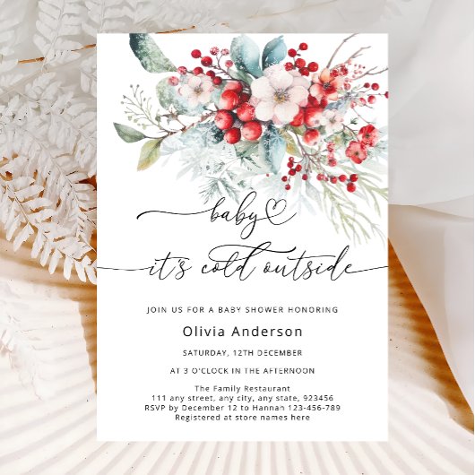 ベビー外は冷たい霜の降りたフローラ 招待状