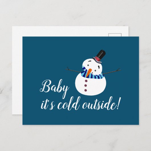 ベビー外は冷たい青い雪だるま ポストカード (正面/裏面)