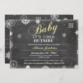 ベビー外は冷たい黄色の赤ちゃんシャワー招待状 招待状 (正面/裏面)