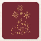 ベビー外は冷たい黄金の雪片 スクエアペーパーコースター (正面)