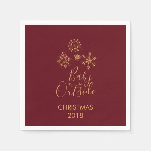 ベビー外は冷たい黄金の雪片 スタンダードカクテルナプキン (正面)