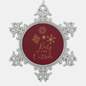 ベビー外は冷たい黄金の雪片 スノーフレークピューターオーナメント (正面)