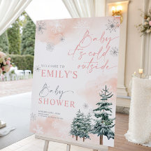 ベビー外は冷たい、ベビーシャワー歓迎サイン