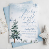ベビー外は冷たい、冬の青い赤ちゃんシャワー 招待状