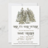 ベビー外は冷たい、常緑樹の赤ちゃんシャワー 招待状 (正面)