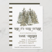 ベビー外は冷たい、常緑樹の赤ちゃんシャワー 招待状 (正面/裏面)