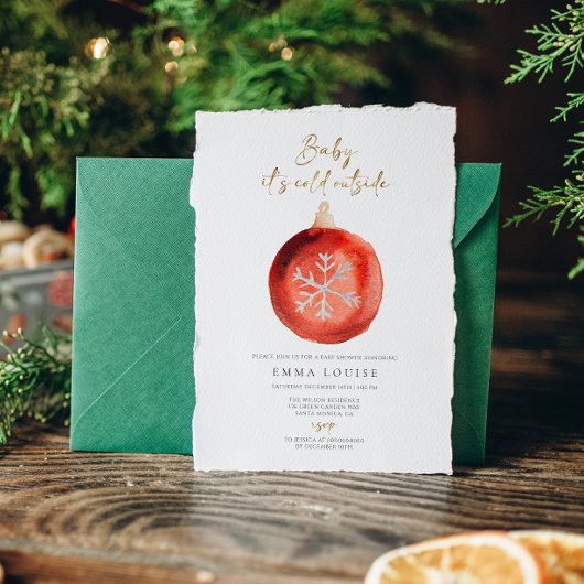 ベビー外は寒いオーナメント冬のベビーシャワー 招待状