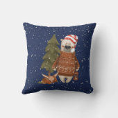 ベビー外は寒いクマとキツネ クッション (裏面)