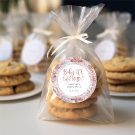 ベビー外は寒いスノーフレーク女の子ベビーシャワー ラウンドシール