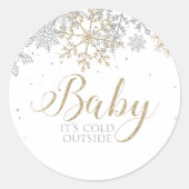 ベビー外は寒いスノーフレーク赤ちゃんシャワー ラウンドシール (正面)