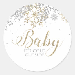 ベビー外は寒いスノーフレーク赤ちゃんシャワー ラウンドシール