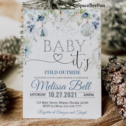 ベビー外は寒いベイビーシャワー招待ウィント 招待状