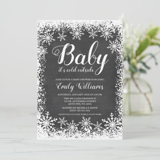 ベビー外は寒い冬のベビーシャワー 招待状 (スタンド正面)