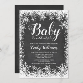 ベビー外は寒い冬のベビーシャワー 招待状