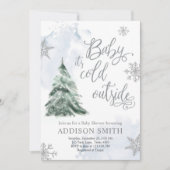 ベビー外は寒い冬の木の少年のベビーシャワー 招待状 (正面)