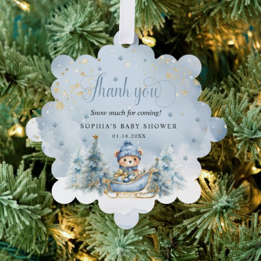 ベビー外は寒い冬熊ありがとうギフト オーナメントカード (インサイチュ (木))