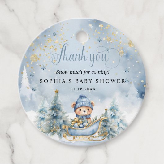 ベビー外は寒い冬熊ありがとうギフト フェイバータグ (正面)