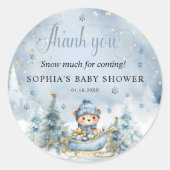 ベビー外は寒い冬熊ありがとう ラウンドシール (正面)